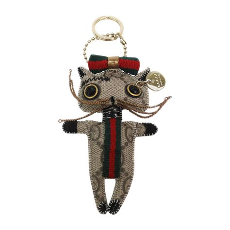 gucci gg supreme monogram cat key charm|gucci keychain.